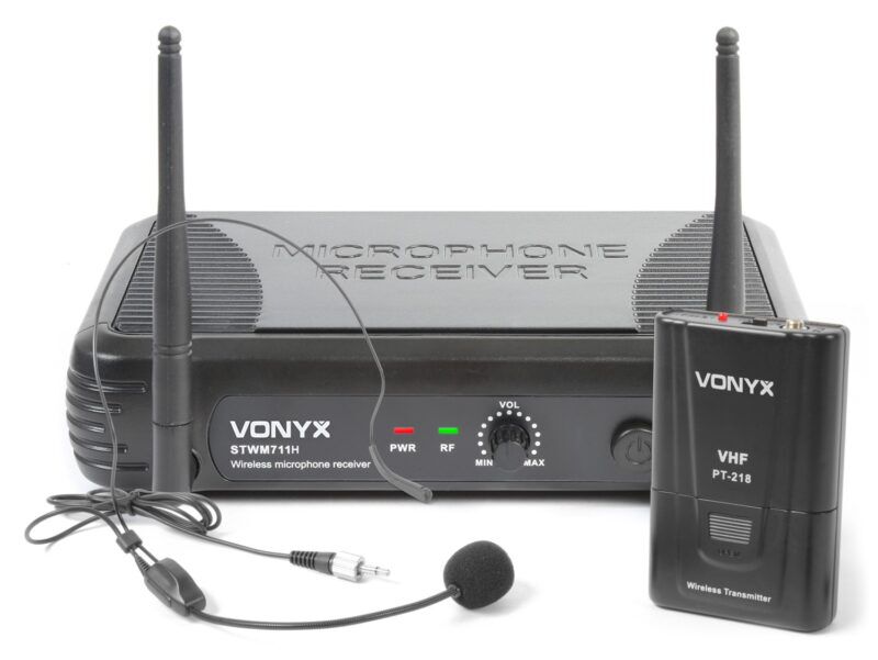 Product thumbnail 1-KANAALS VHF DRAADLOOS HOOFDTELEFOON MICROFOON SYSTEEM