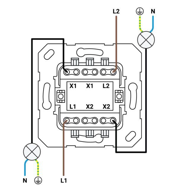 ION dubbele wisselschakelaar inbouw basis - Afbeelding 3