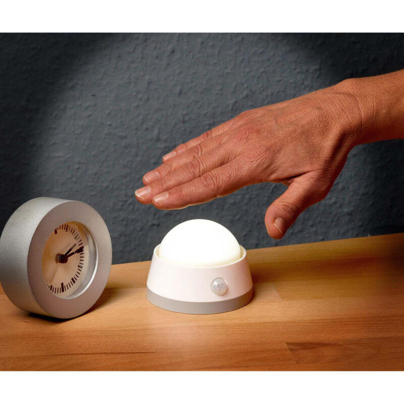 Product thumbnail LED nachtlampje / orintatielicht met infrarood bewegingsmelder (zacht licht incl. drukschakelaar en batterijen) wit