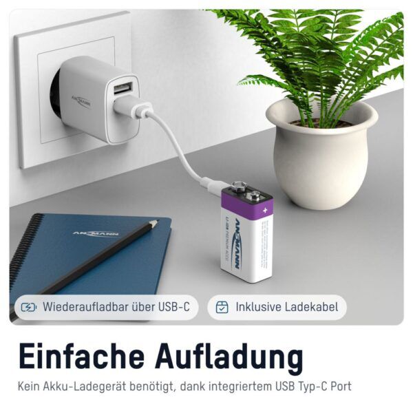 LITHIUM 9V 400MAH USB-C HERLAADBAAR - Afbeelding 3