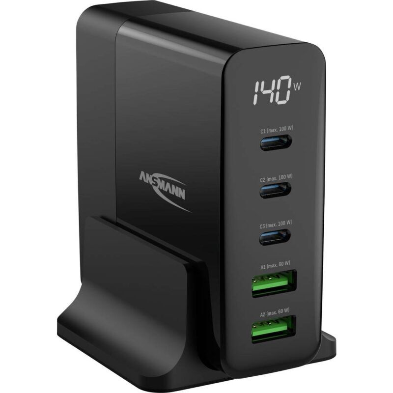 Product thumbnail ANSMANN USB OPLADER 3X USB-C / 2X USB-A 140W