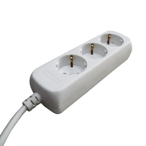 Product thumbnail 3-voudige stekkerdoos randaarde 3 meter wit (3 x 1,5 mm²)