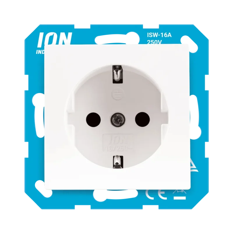 Product thumbnail ION | Wandcontactdoos met randaarde en kinderbeveiliging | D1/J1/V1 | Glanzend Wit