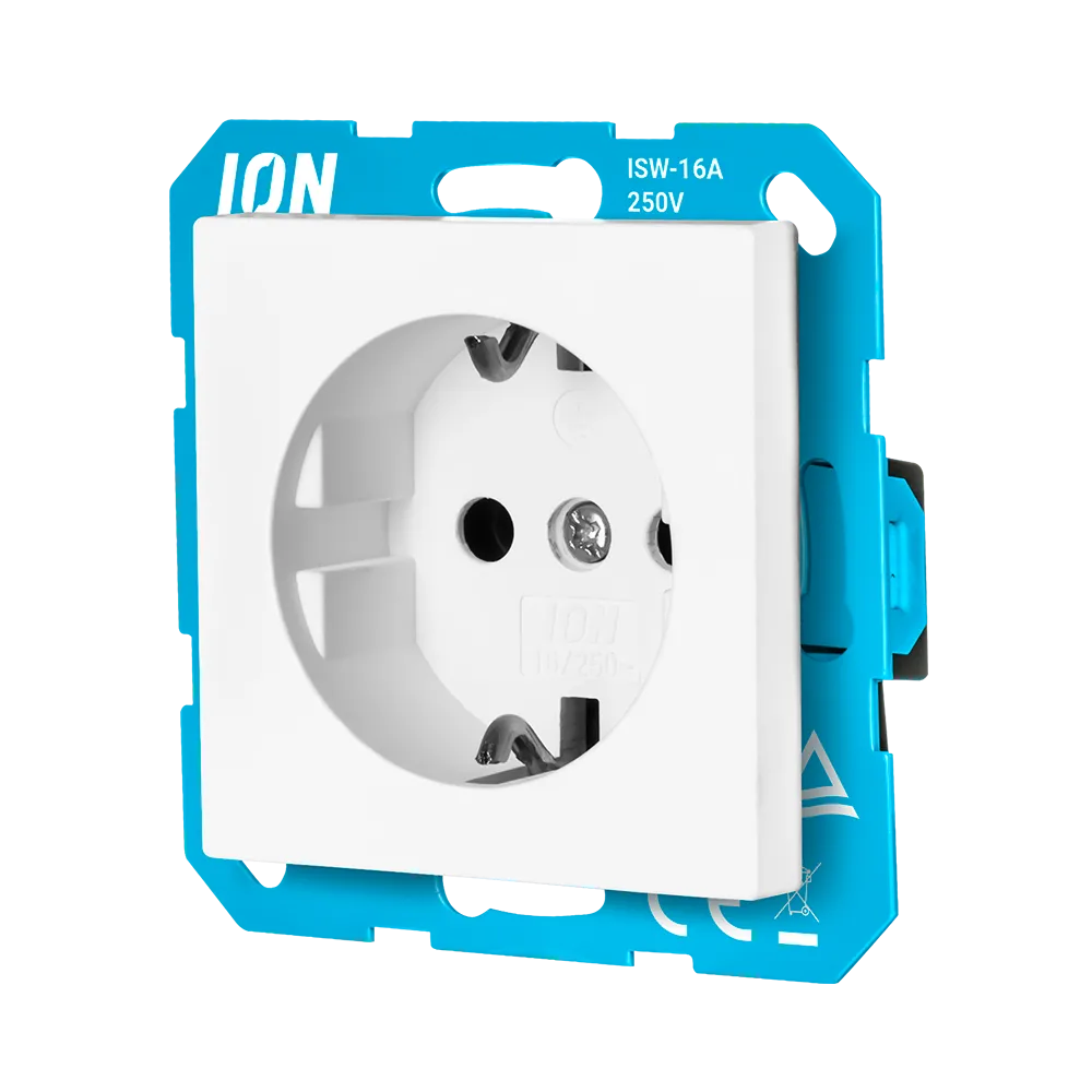 ION | Wandcontactdoos met randaarde | D1/J1/V1 | Glanzend Wit - Afbeelding 3