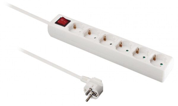 6-voudige stekkerdoos met schakelaar 1,5 meter wit 3x1mm² - Afbeelding 2
