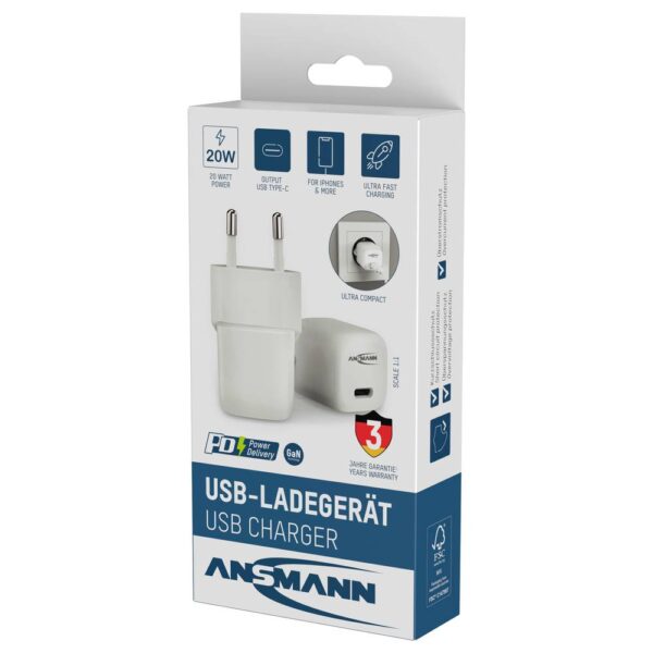 ANSMANN USB-C LADER 20W GaN TECHNOLOGIE - Afbeelding 2