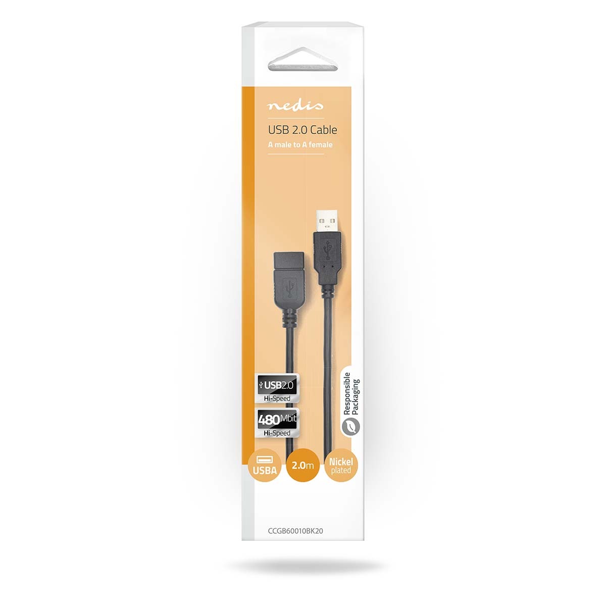 USB 2.0 Verlengkabel | USB-A Male | USB-A Female | 2 meter - Afbeelding 2