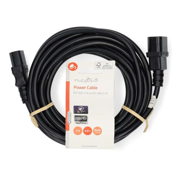 Voedingskabel | C14 male | C13 female | 5 mtr | PVC | Zwart - Afbeelding 2
