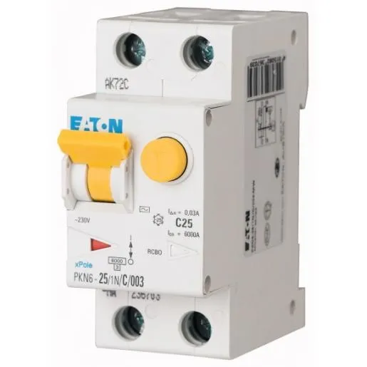 Product thumbnail Eaton | Aardlekautomaat | 20A – 30mA | B-karakteristiek | 1P+N