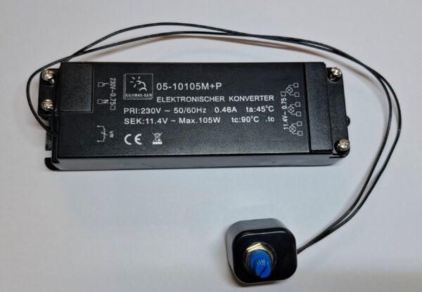 Elektronische halogeen transformator 12V 35-105W met potentiometer