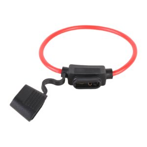 IN-LINE ZEKERINGHOUDER VOOR ATC-ZEKERINGEN - WATERBESTENDIG - zwarte houder / rode kabel