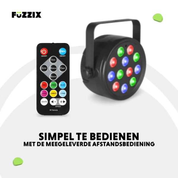 Fuzzix PLF12 Party LED par met 12x 2W LED’s - RGB - Inclusief afstandsbediening - Afbeelding 6