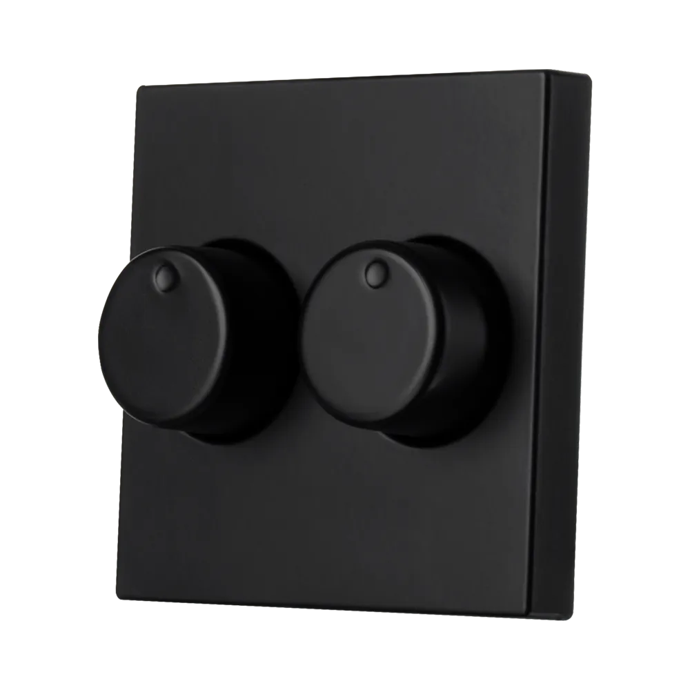 ION | Centraalplaat Dimmer | Tweevoudig | V1/D1 | Mat Zwart - Afbeelding 2
