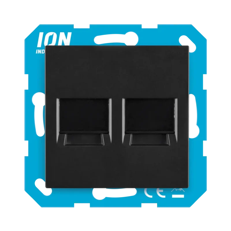Product thumbnail ION | RJ45 inzetplaat | Dubbelvoudig | V1/D1 | Mat Zwart