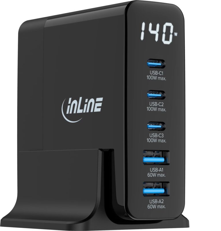 Product thumbnail INLINE GaN USB OPLADER 3X USB-C / 2X USB-A 140W