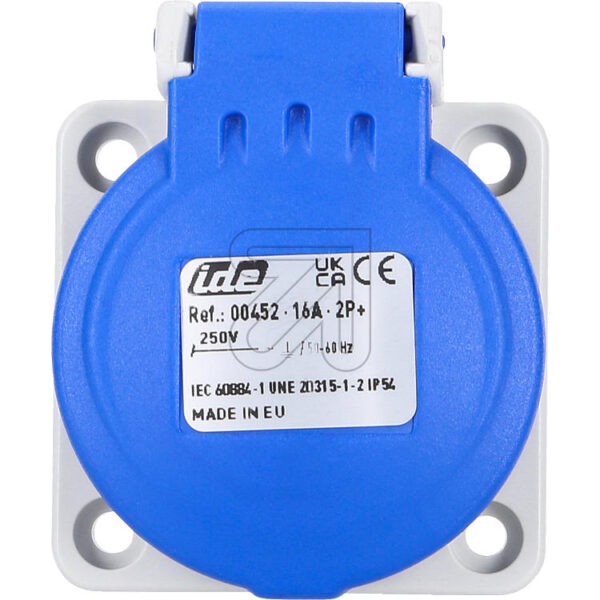 Inbouw stopcontact met klapdeksel IP54 Blauw - Afbeelding 2