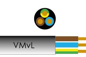 VMVL 3 x 1mm² zwart rond snoer
