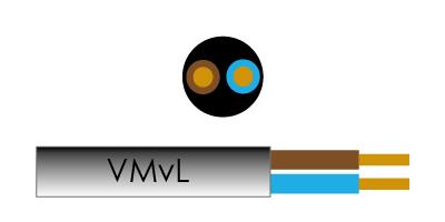 Product thumbnail VMVL 2 x 1mm² zwart rond snoer