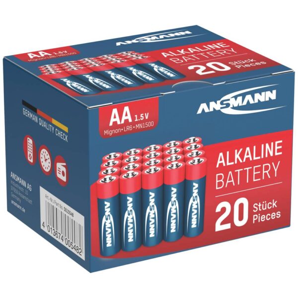 ANSMANN RED-LINE ALKALINE BATTERIJ AA / LR6 20 STUKS PER BOX - Afbeelding 2