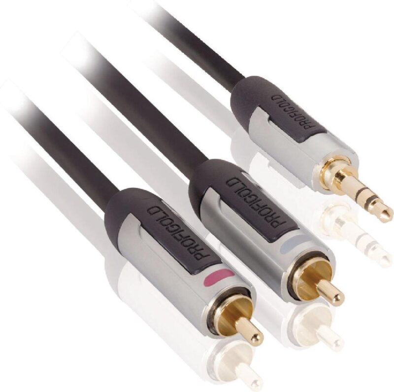 Product thumbnail Profigold | Stereo Audiokabel | 3.5mm male - 2x RCA Male | 2 meter | Zwart