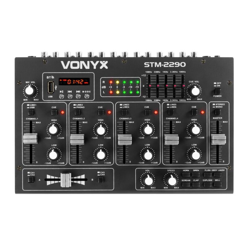 Product thumbnail 8-Kanaals Mixer Geluidseffecten SD/USB/MP3/BT