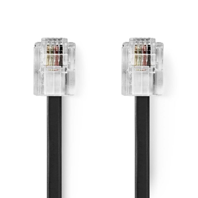 Product thumbnail Telefoonkabel | RJ11 Male – RJ11 Male | 5 meter | Zwart plat