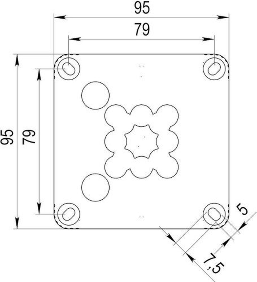 Wiska | Kabeldoos 407 | M20 | IP67 | Zwart | 95x95x60mm | Incl. 3 wartels - Afbeelding 3