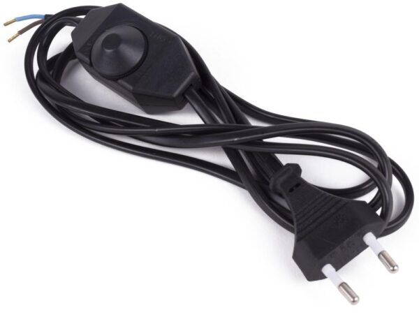 Aansluitsnoer met LED-dimmer | Eurostekker | 2 meter | 2×0.75mm² | ovaal zwart
