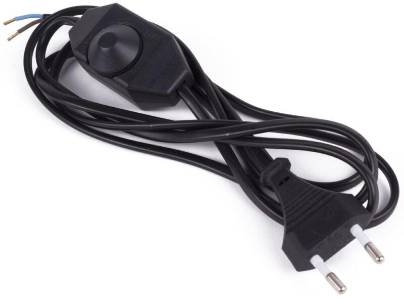 Product thumbnail Aansluitsnoer met LED-dimmer | Eurostekker | 2 meter | 2×0.75mm² | ovaal zwart