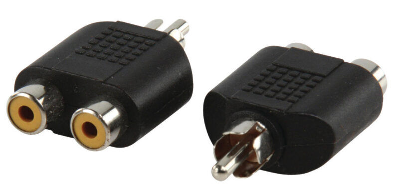 Product thumbnail Mono-Audio-Adapter RCA Male - 2x RCA Female Zwart