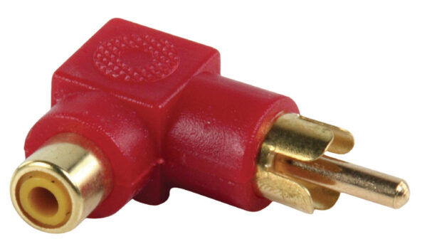 Stereo-Audio-Adapter 90˚ Haaks RCA Male - RCA Female Rood