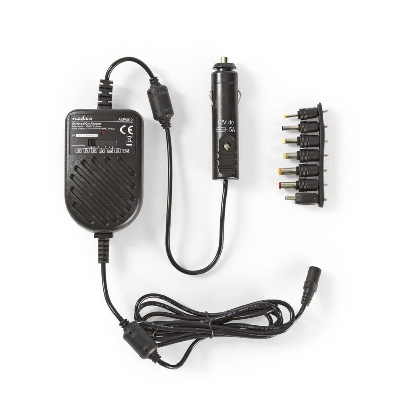 Product thumbnail Universele DC-Stroomadapter | 36 W | 3 - 12 V DC | 1.20 m | 5.0 A | 7 plug(s) | Zwart