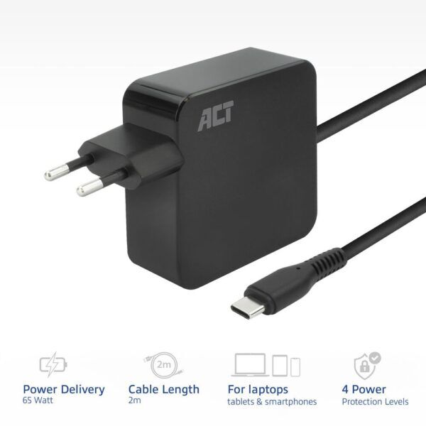 ACT Universele USB-C Snellader | 65W | Wall Charger - Afbeelding 2