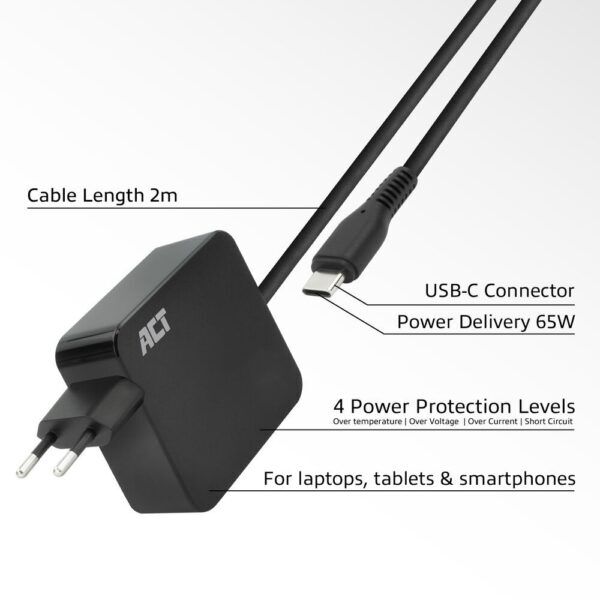 ACT Universele USB-C Snellader | 65W | Wall Charger - Afbeelding 3