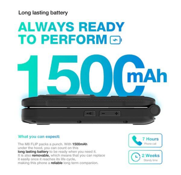 AGM M8 Android 4G Klap Telefoon IP69 Zwart - Afbeelding 5