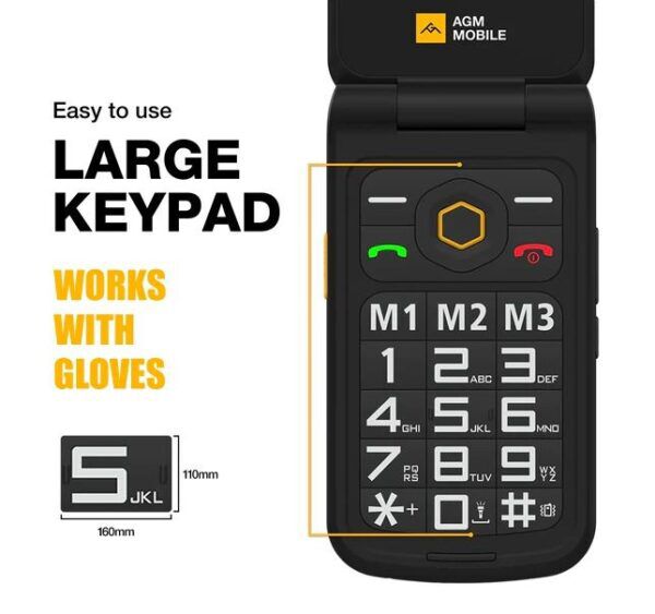 AGM M8 Android 4G Klap Telefoon IP69 Zwart - Afbeelding 2