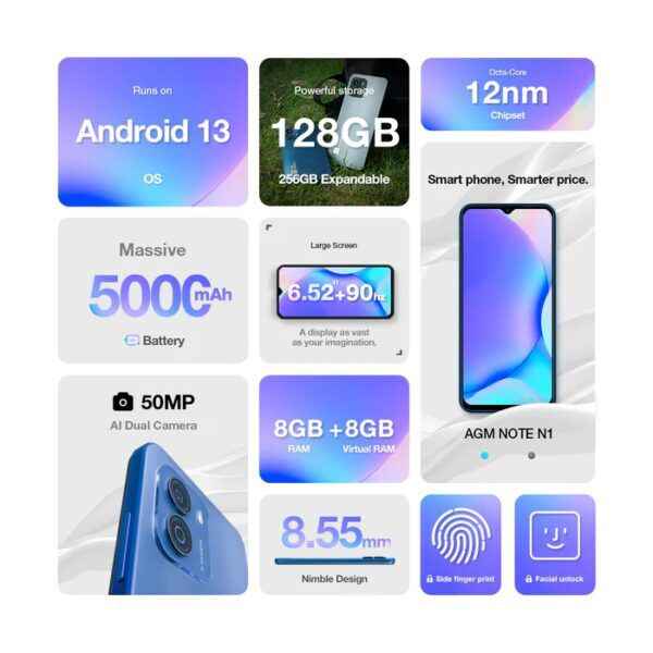 AGM NOTE N1 4G Smartphone 8GB / 128GB (Donker Grijs) - Afbeelding 2