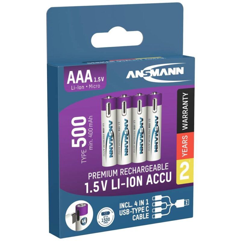 Product thumbnail LITHIUM AAA 500MAH USB-C HERLAADBAAR