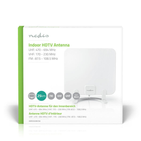 HDTV-Antenne voor Binnen | 0 - 25 km | Versterking 30 dB | FM / VHF / UHF | Wit - Afbeelding 6