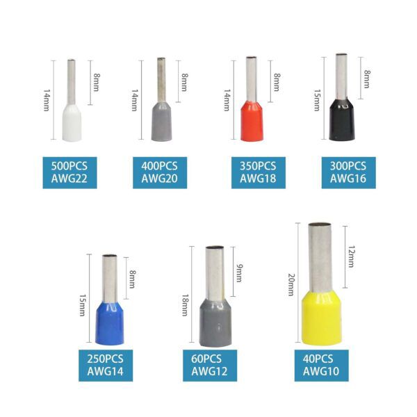 Assortiment Adereindhulzen | Gekleurd | 0.5mm²-6mm² | 1900 stuks - Afbeelding 2