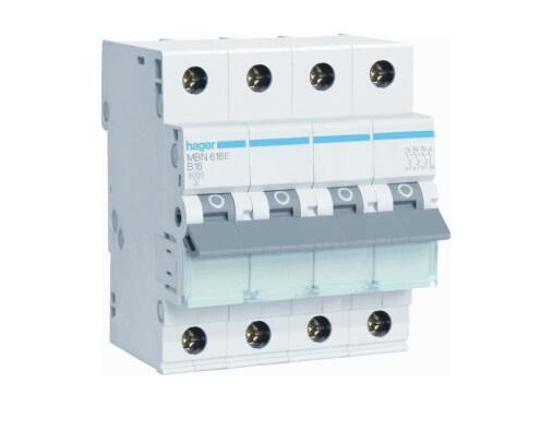 Product thumbnail Hager Installatieautomaat B16 3P+N 16A B kar. MBN616E
