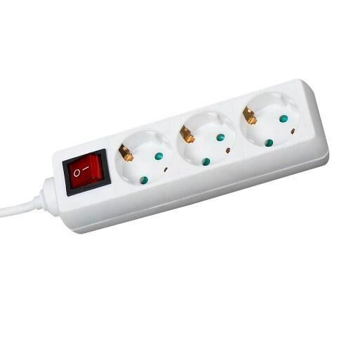 Product thumbnail 3-voudige stekkerdoos met schakelaar 1,5 meter wit 3x1,5mm²