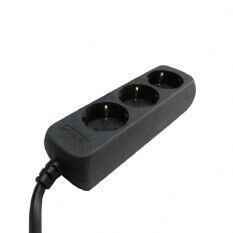 Product thumbnail 3-voudige stekkerdoos randaarde 3 meter zwart (3 x 1,5 mm²)