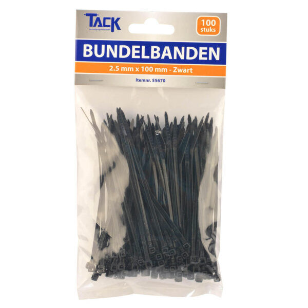 Bundelbanden HQ 2.5 x 100mm 100st. zwart - Afbeelding 2