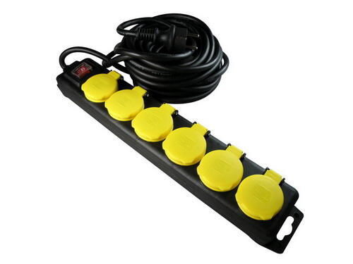 Product thumbnail PROF 6-VOUDIGE CONTACTDOOS + KLEP + SCHAKELAAR 10 METER RUBBER SNOER