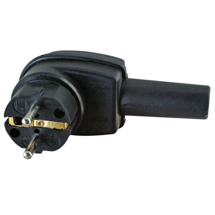 Product thumbnail Kopp haakse rubber stekker met randaarde IP44 zwart