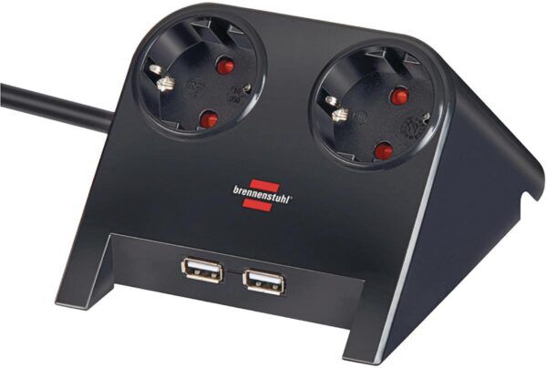 Dubbele contactdoos met 2 USB poorten 1.8 meter