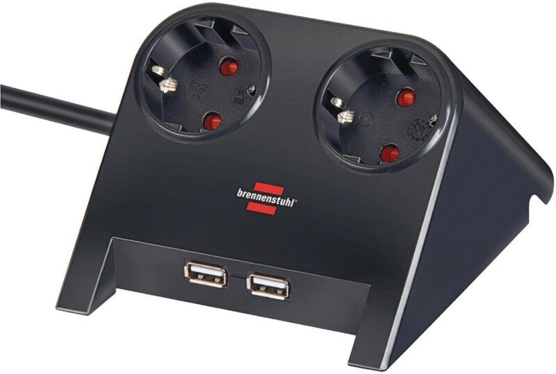 Product thumbnail Dubbele contactdoos met 2 USB poorten 1.8 meter