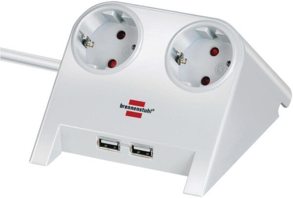 Dubbele contactdoos met 2 USB poorten 1.8 meter