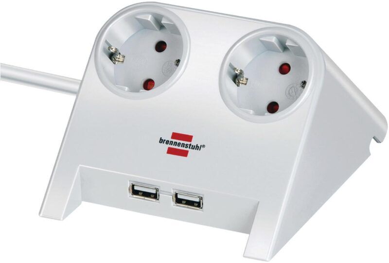 Product thumbnail Dubbele contactdoos met 2 USB poorten 1.8 meter